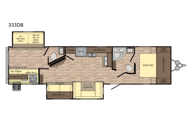 Representative floor plan provided by a trusted RVshare partner.