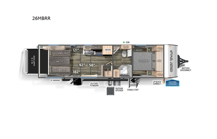 Representative floor plan provided by a trusted RVshare partner.