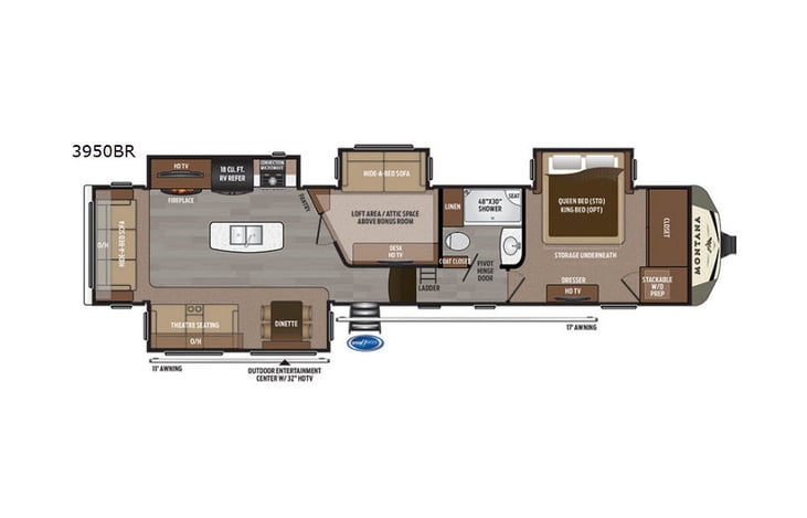Representative floor plan provided by a trusted RVshare partner.