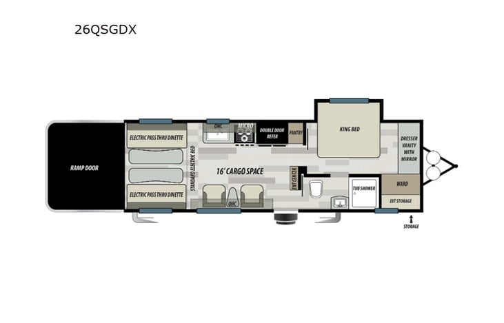 Representative floor plan provided by a trusted RVshare partner.