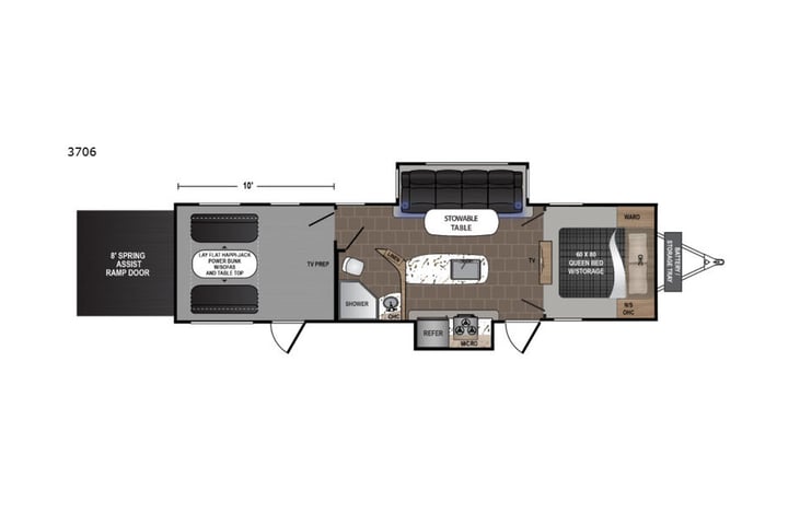 Representative floor plan provided by a trusted RVshare partner.