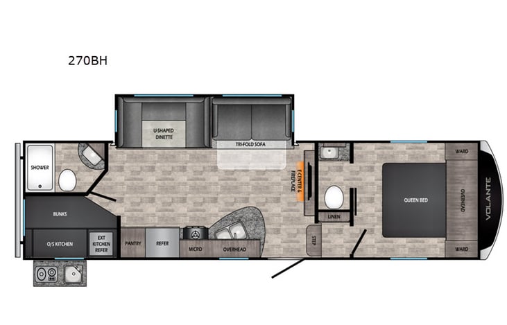 Representative floor plan provided by a trusted RVshare partner.