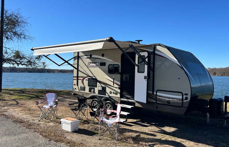 Electric awning with lights