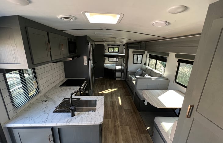 View from front of travel trailer.