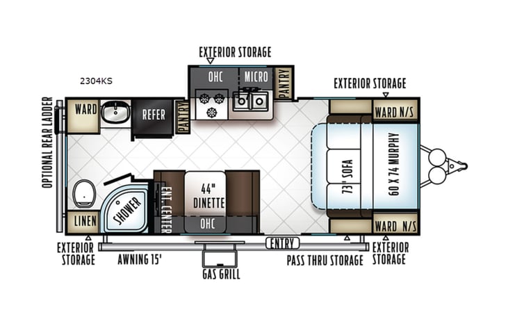 Representative floor plan provided by a trusted RVshare partner.