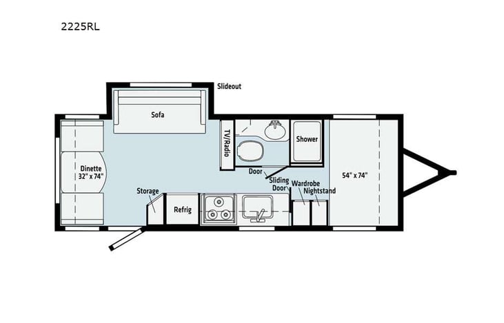 Representative floor plan provided by a trusted RVshare partner.