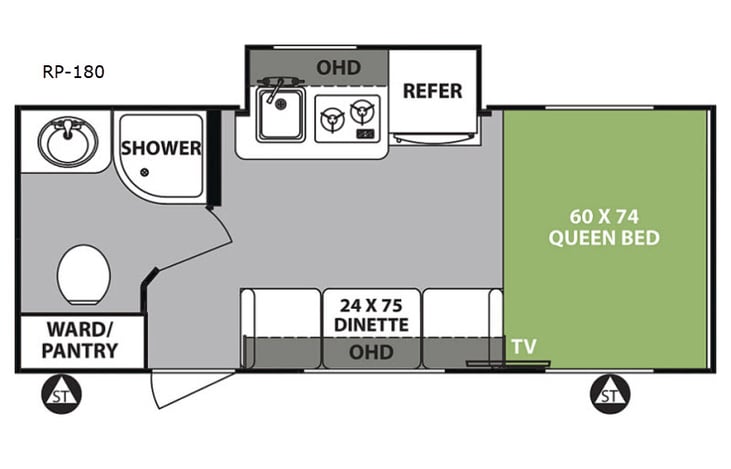 Representative floor plan provided by a trusted RVshare partner.