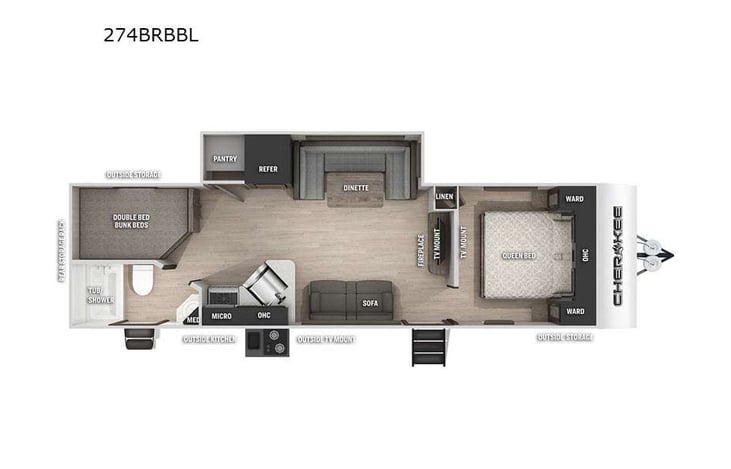 Representative floor plan provided by a trusted RVshare partner.
