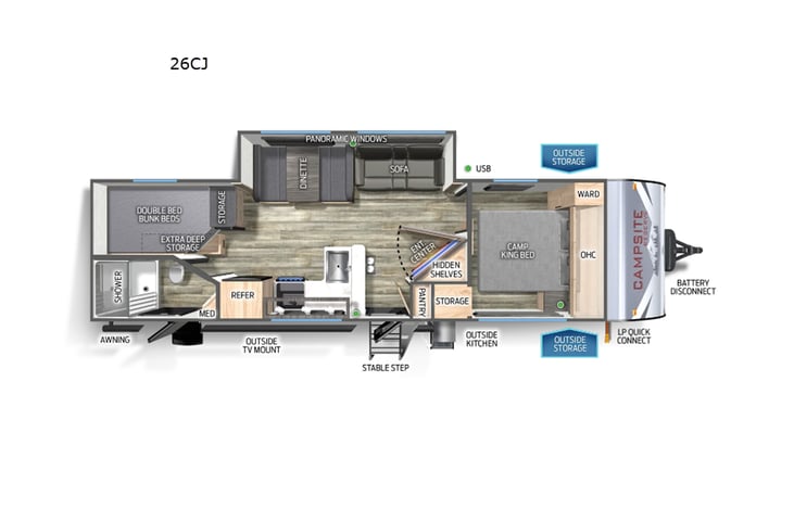 Representative floor plan provided by a trusted RVshare partner.