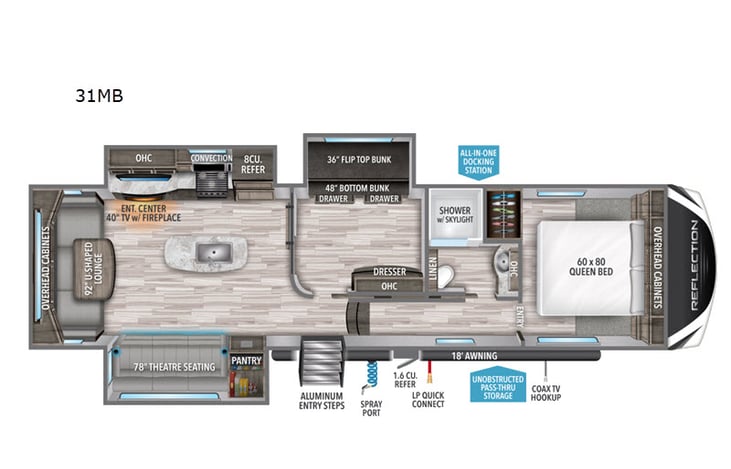 Representative floor plan provided by a trusted RVshare partner.