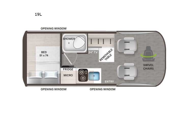 Representative floor plan provided by a trusted RVshare partner.