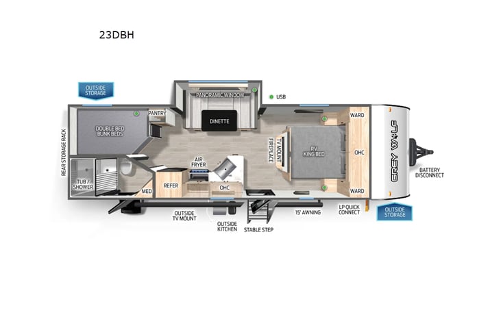 Representative floor plan provided by a trusted RVshare partner.