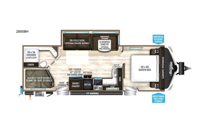 Representative floor plan provided by a trusted RVshare partner.