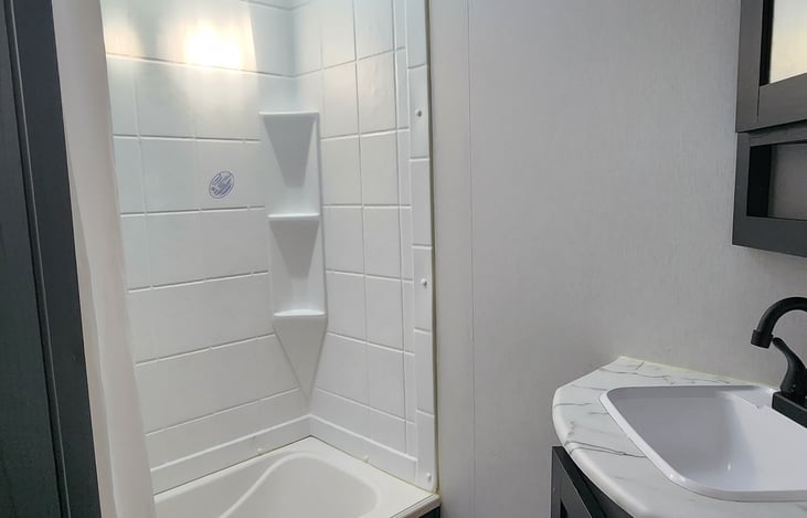 Bathroom with walking shower