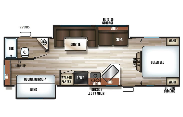 Representative floor plan provided by a trusted RVshare partner.