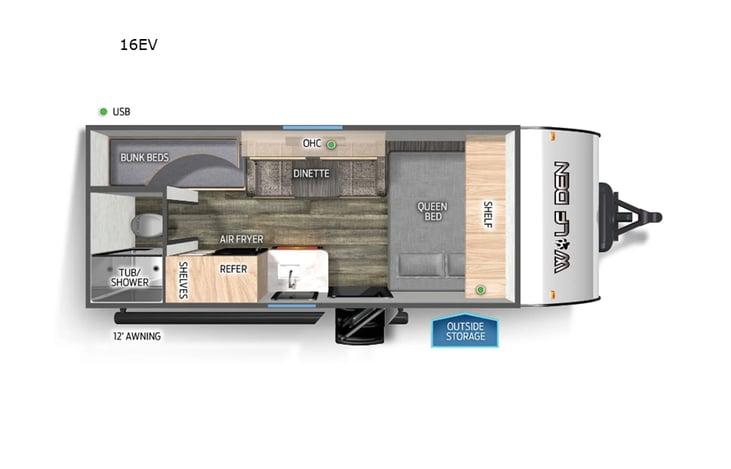 Representative floor plan provided by a trusted RVshare partner.