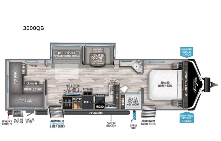 Representative floor plan provided by a trusted RVshare partner.