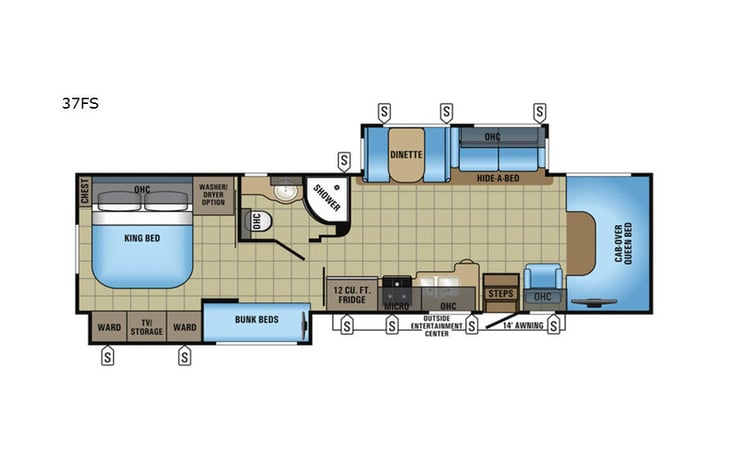 Representative floor plan provided by a trusted RVshare partner.