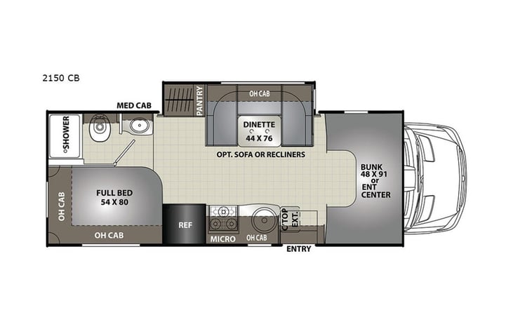 Representative floor plan provided by a trusted RVshare partner.
