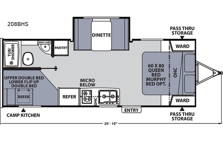 Representative floor plan provided by a trusted RVshare partner.