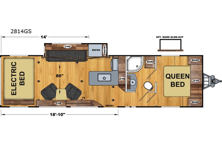 Representative floor plan provided by a trusted RVshare partner.