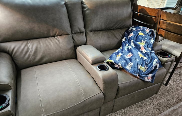 Relax with a blanket and a beverage!