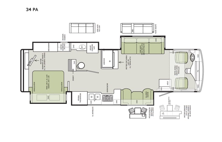 Representative floor plan provided by a trusted RVshare partner.
