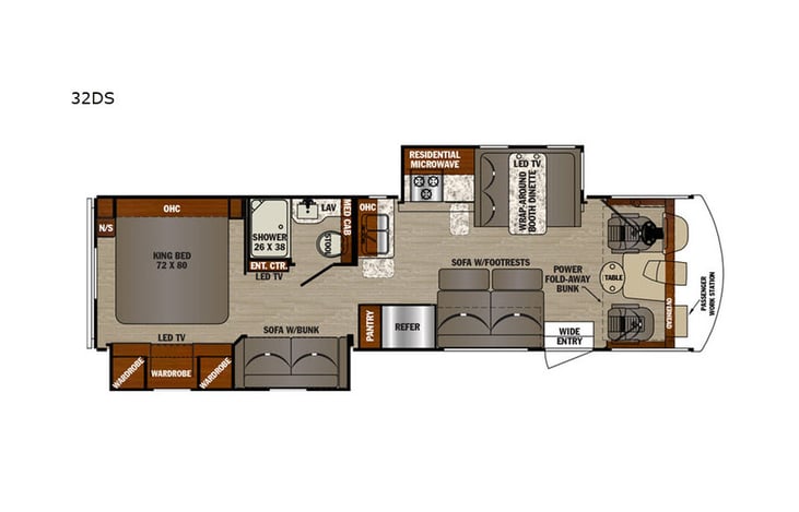 Representative floor plan provided by a trusted RVshare partner.