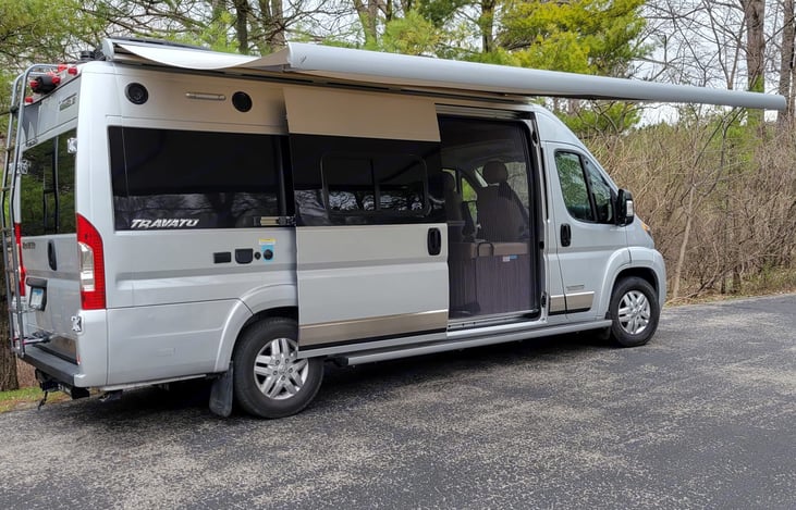 Picture with the awning fully extended out.