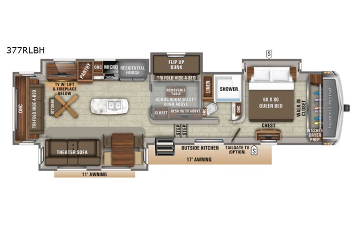 Representative floor plan provided by a trusted RVshare partner.