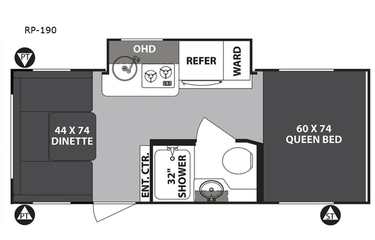 Representative floor plan provided by a trusted RVshare partner.