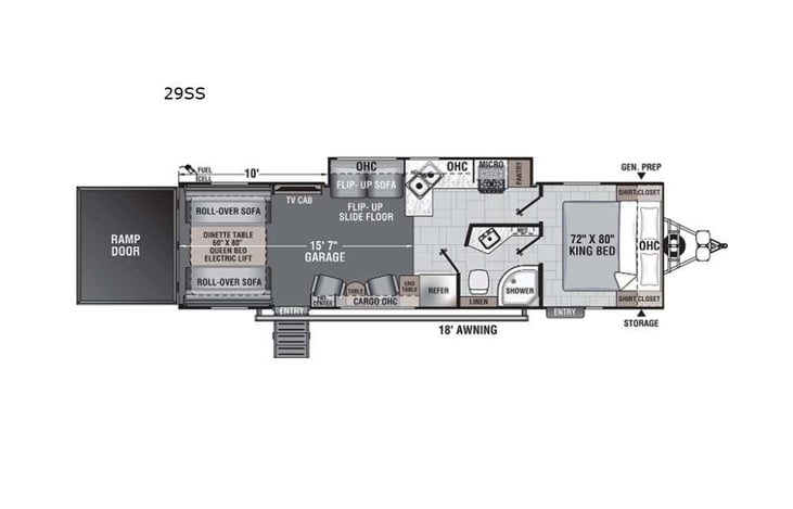 Representative floor plan provided by a trusted RVshare partner.