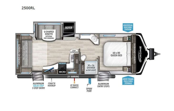 Representative floor plan provided by a trusted RVshare partner.