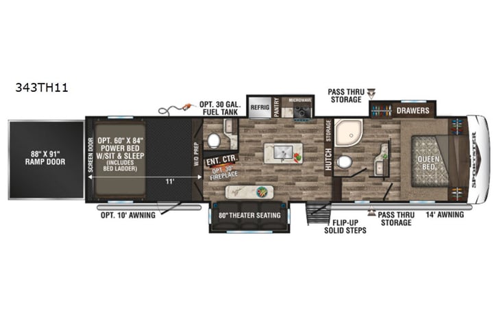 Representative floor plan provided by a trusted RVshare partner.