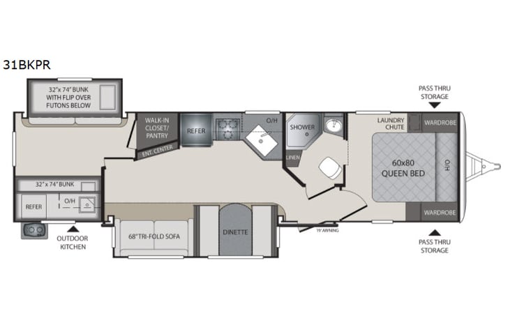 Representative floor plan provided by a trusted RVshare partner.