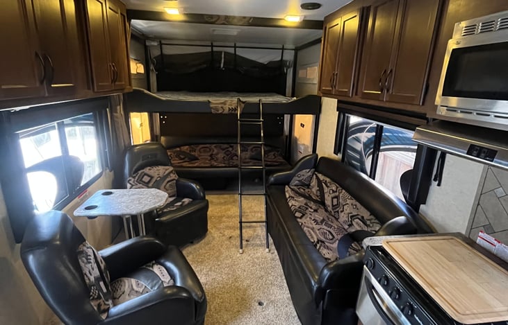 living space with two couch configuration