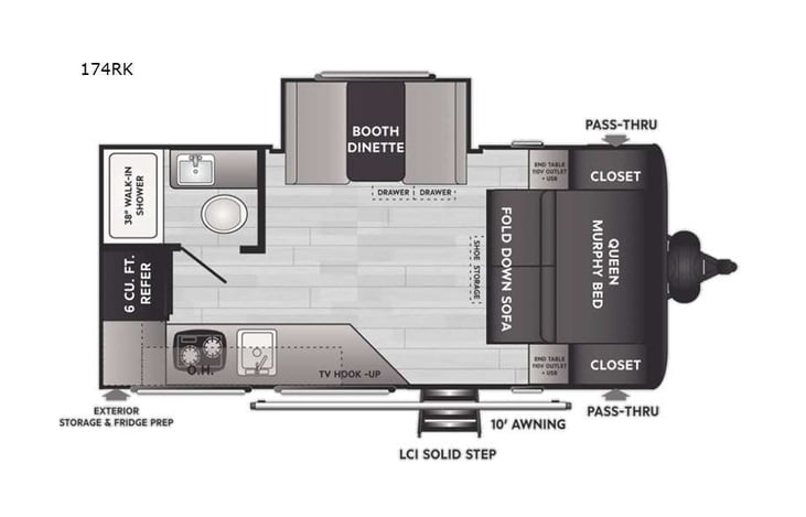 Representative floor plan provided by a trusted RVshare partner.