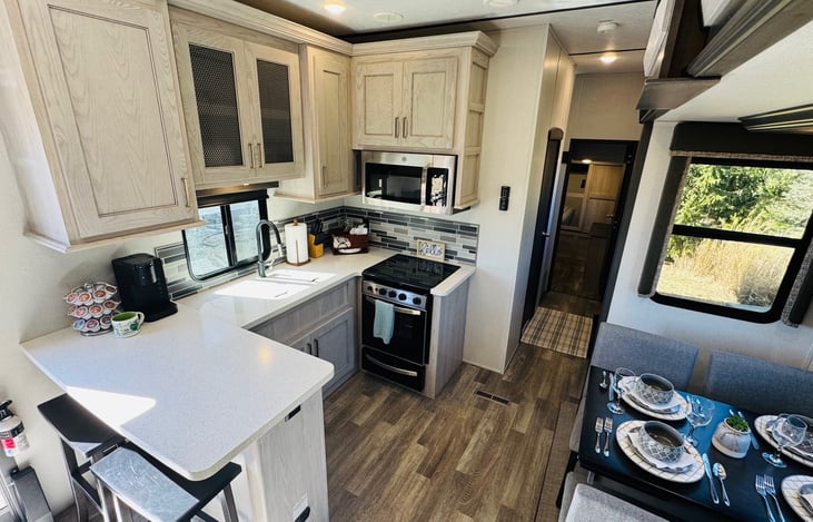 View of kitchen from living room.