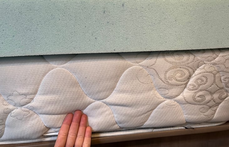 Queen mattress and memory foam topper.  You’ll miss this bed!