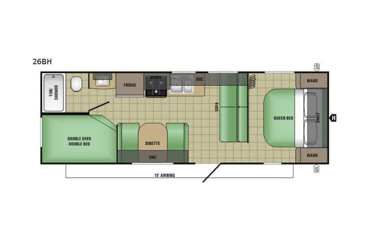 Representative floor plan provided by a trusted RVshare partner.