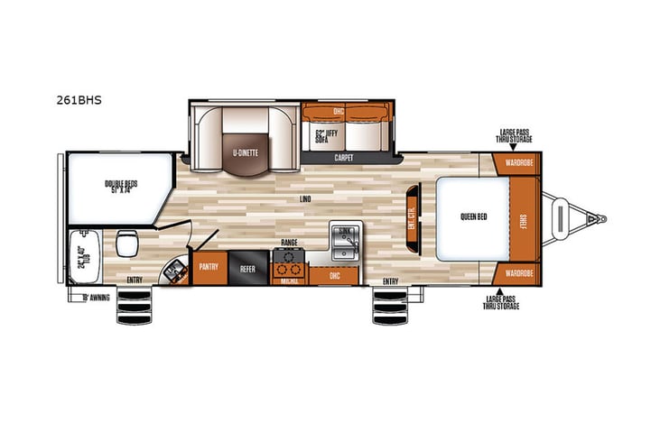 Representative floor plan provided by a trusted RVshare partner.