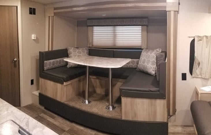 Dinette convertible bed with tons of under seating storage