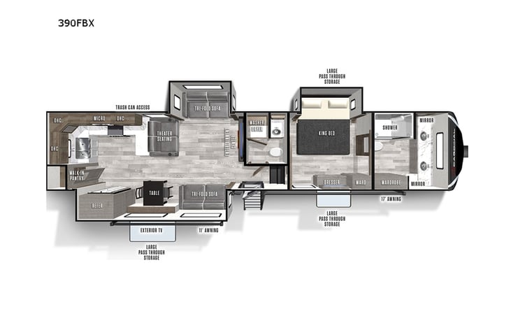 Representative floor plan provided by a trusted RVshare partner.