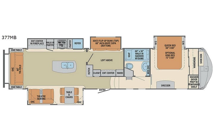 Representative floor plan provided by a trusted RVshare partner.