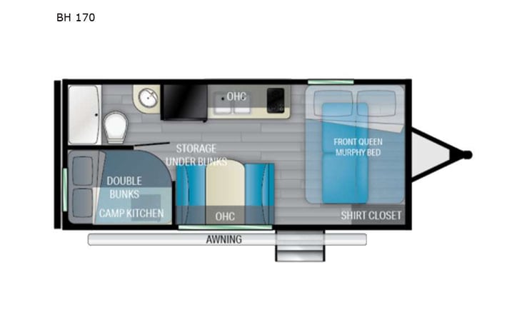 Representative floor plan provided by a trusted RVshare partner.