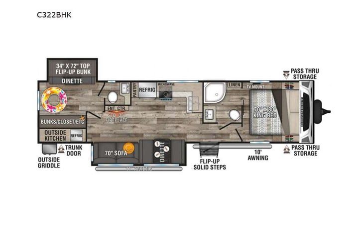 Representative floor plan provided by a trusted RVshare partner.