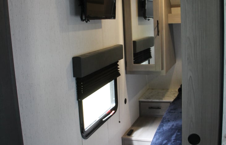 Sliding door to bedroom area