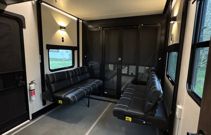 Garage with dining seats lowered