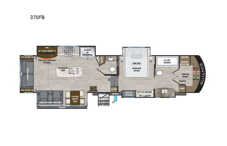 Representative floor plan provided by a trusted RVshare partner.