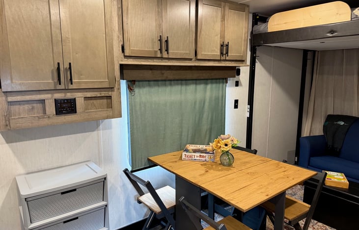The Dining area is convertible, so you can customize for your needs.